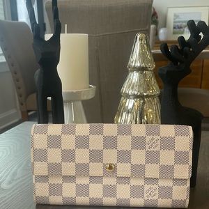 Louis Vuitton Damier Azur Pattern Leather Sarah Wallet